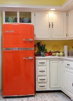 Powder coated Big Chill orange retro fridge