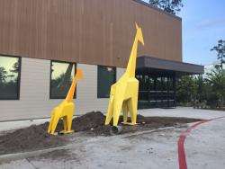 Powder coated giraffe for museum